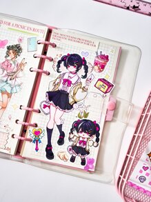 1pc Sweet & Cool Anime Girl Series Diy Decorative Sticker - Blue - View 8