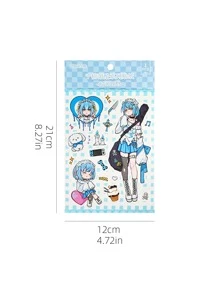 1pc Sweet & Cool Anime Girl Series Diy Decorative Sticker - Pink - View 2