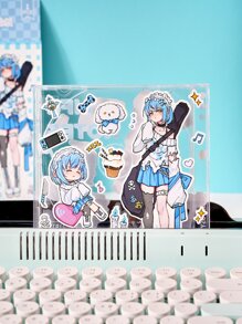 1pc Sweet & Cool Anime Girl Series Diy Decorative Sticker - Pink - View 4