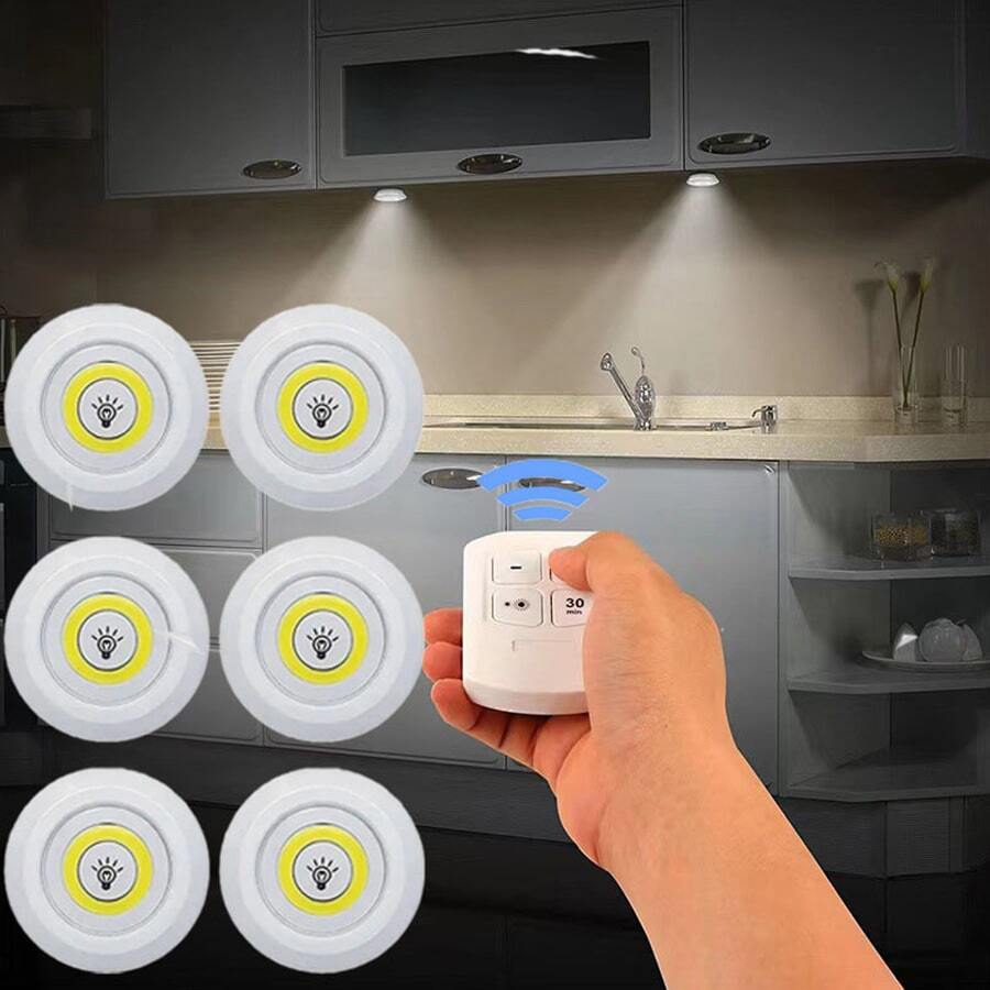 3入組COB遙控感應輕敲燈,合適適用於床側,臥室,衣櫃,櫥櫃,觸碰小夜燈 - 白色 - 查看 1