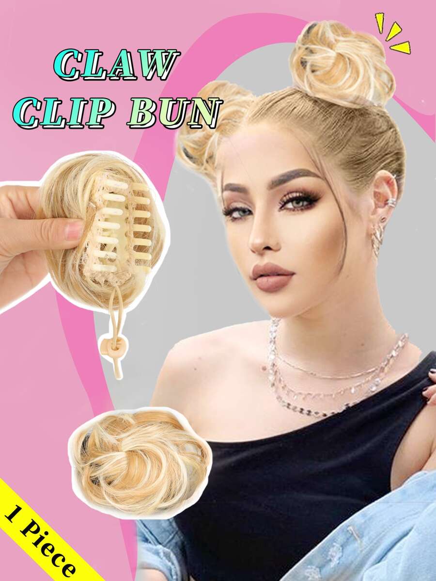 高溫絲4寸金色間色直發爪夾髮髻 - 間色 - 查看 1