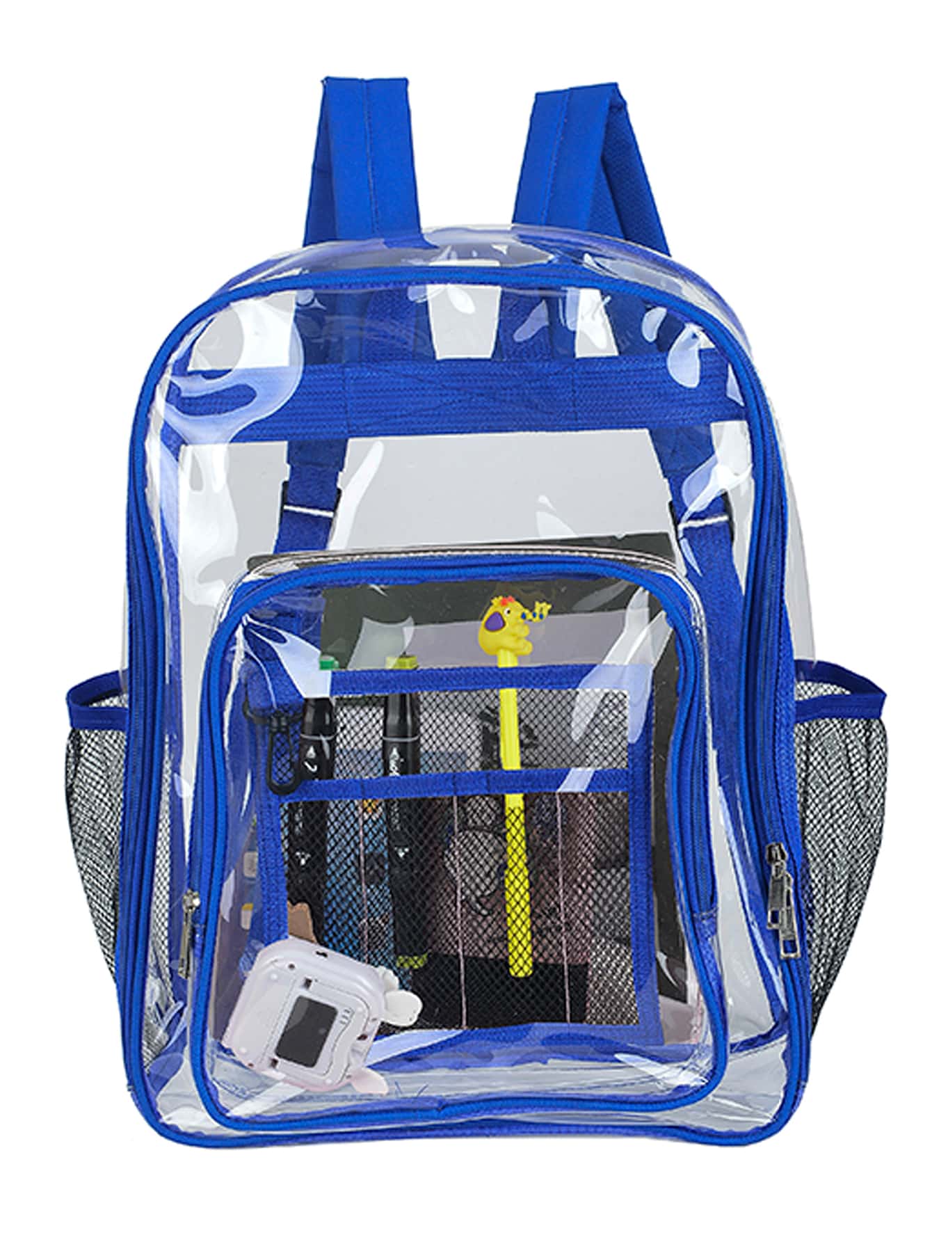 Clear Portable Pvc Bag Transparent Shoulder Bag Work Sports Travel Backpack School Backpack Back To School Laptop Backpack Large Backpack - Blue - View 1