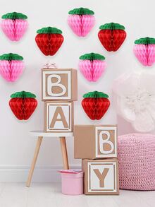 Papiererdbeeren Wabenball - Erdbeer Dekoration Für Geburtstagsfeier (rot Und Pink) - Verschiedenfarbig - Übersicht 6