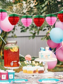 Papiererdbeeren Wabenball - Erdbeer Dekoration Für Geburtstagsfeier (rot Und Pink) - Verschiedenfarbig - Übersicht 4