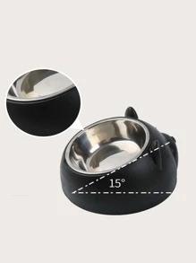1 pieza Cuenco para mascotas con protección para el cuello, cuencos para perros y gatos de acero inoxidable, cuencos de agua potable para comida de cachorros y gatos con Base antideslizante, comedero para gatos - Negro - Ver 4