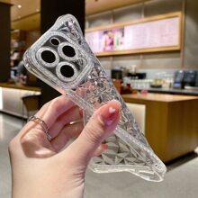 闪亮水钻纹理手机壳适用于 11/15/16、17 Pro Max，适合女性，透明手机壳适用于 13 Pro、A15/A53/A73、Note 12/11S