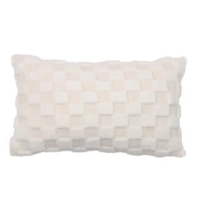 Plush Pillow And Cushion With Simple & Elegant Solid Color Grid Pattern - Beige - View 4