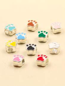 SWEET BELL 10pcs Random Color Metallic Cat Paw Shaped Pendant With Dripping Oil Design, Suitable For Diy Jewelry Making - Multicolor - View 1