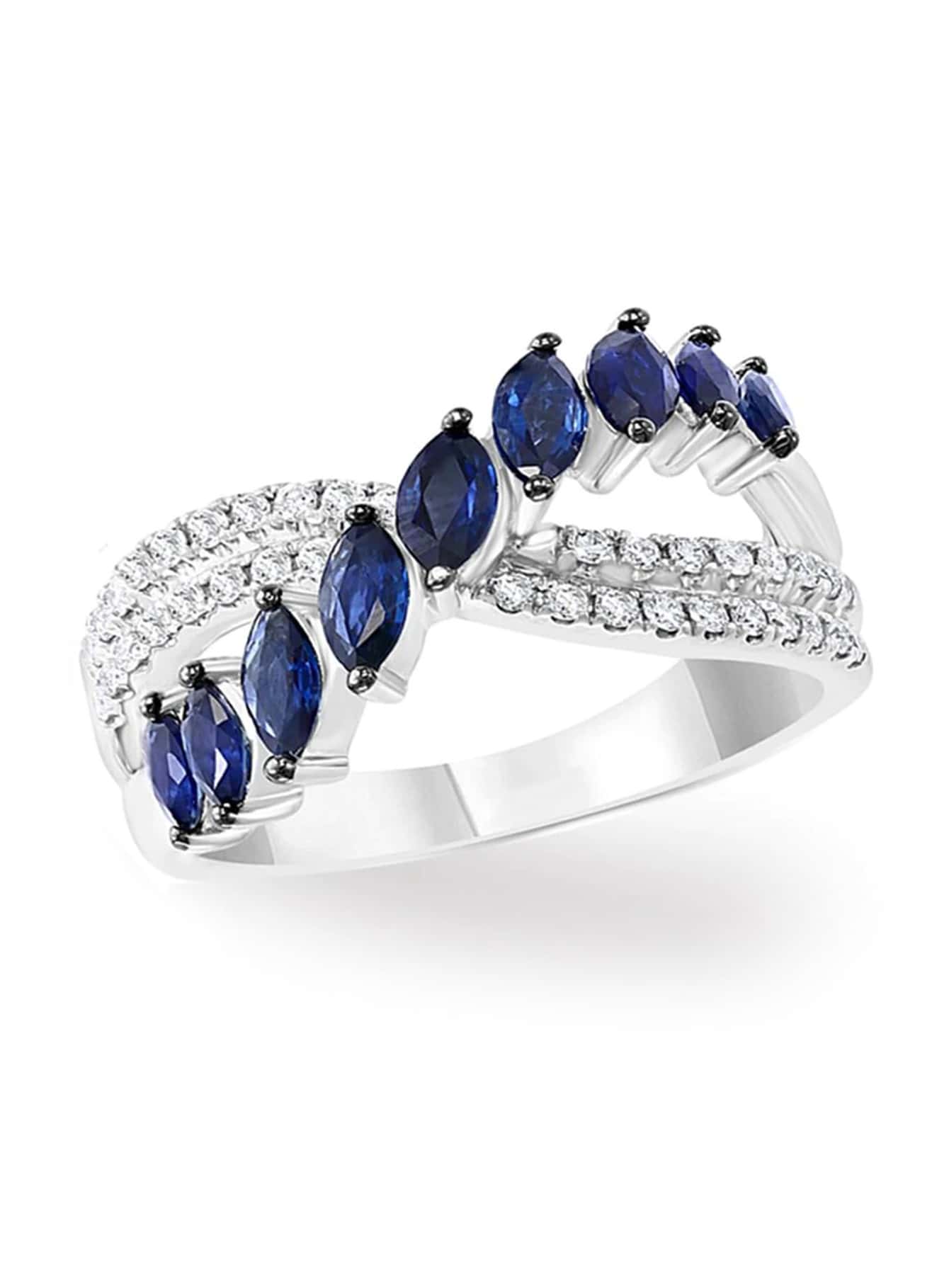 1pc Elegant Blue Cubic Zirconia Ring, Women's Valentine's Day Gift, Anniversary Party Accessory