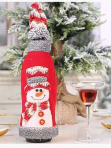 1 件圣诞灰色包，带兜帽和粗麻布边缘，适合酒瓶，红色 - 彩色 - 查看 1