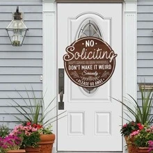 No Soliciting Sign, Do Not Disturb Sign, No Soliciting Door Sign, No Soliciting Anytime Sign, No Soliciting Sticker, No Strangers Please Sign, No Soliciting Sign - Coffee Brown - View 3