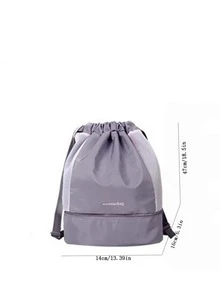 Korean Style Drawstring Backpack Lightweight & Fashionable Waterproof Travel Bag With Separated Compartment For Wet Clothes - Grey - View 6