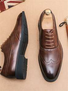Nam Chính thức Hợp thời Dày chất liệu da PU Giày dép - màu nâu - Xem 2