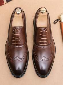 Nam Chính thức Hợp thời Dày chất liệu da PU Giày dép - màu nâu - Xem 3