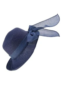 1入組女士寬邊緣編織太陽帽帶藍色顏色適合旅行,海灘,或者戶外運動