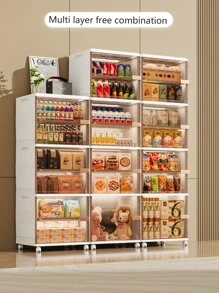 1pc Folding Storage Box Can Be Multi-Layered Folding Storage Cabinet Toy Snack Clothes Classification Storage Box Multi-Function Household Storage Box With Pulley Mobile Large Capacity Sundries Storage Storage Box