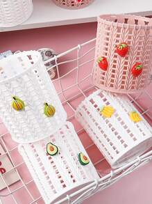 創意可愛卡通編織筆筒，學校/辦公用品辦公桌收納件，或化妝刷，1入組