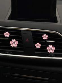 5入組水鑽裝飾花朵設計汽車出風口裝飾品 - 粉色 - 查看 2
