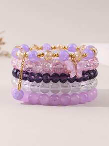 5pcs Bohemian Bracelets for Women Girls Multilayer Colorful Beads Bracelet Boho Butterfly bracelet