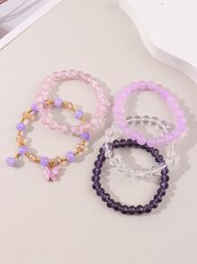 5pcs Bohemian Bracelets for Women Girls Multilayer Colorful Beads Bracelet Boho Butterfly bracelet