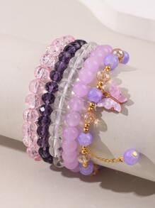 5pcs Bohemian Bracelets for Women Girls Multilayer Colorful Beads Bracelet Boho Butterfly bracelet
