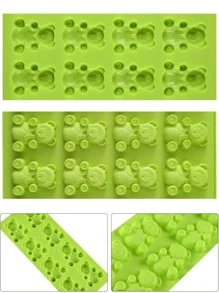 1入組8孔(小)矽膠熊模(單個熊尺寸：5.7*4.7*1.1cm),diy糖果巧克力模具,具有高低溫耐性(-40℃~+230℃),烘焙模具,自製創意冰格模具 - 綠色 - 查看 9