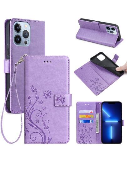 keyunfei غطاء هاتف قلاب حامل بطاقات مزخرف بالفراشات متوافق مع أجهزة آبل 17/16 برو، جالاكسي A23، P30 لايت، بوكو X5، ريدمي نوت 12، بيكسل 7A، ريلمي، أوبو، إكسبيريا 10، آبل 16 برو ماكس/16E