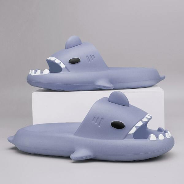 Zapatillas deslizantes con diseño de tiburón, sandalias casuales de uso interior/exterior de moda, unisex, antideslizantes para verano para hombres