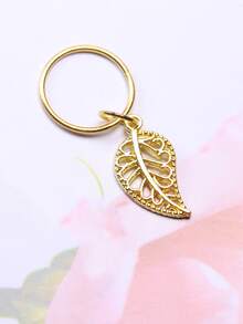 5入組合成纖維接髮臟辮帶樹葉詳細合金吊墜,編織髮飾 - 金色 - 查看 4
