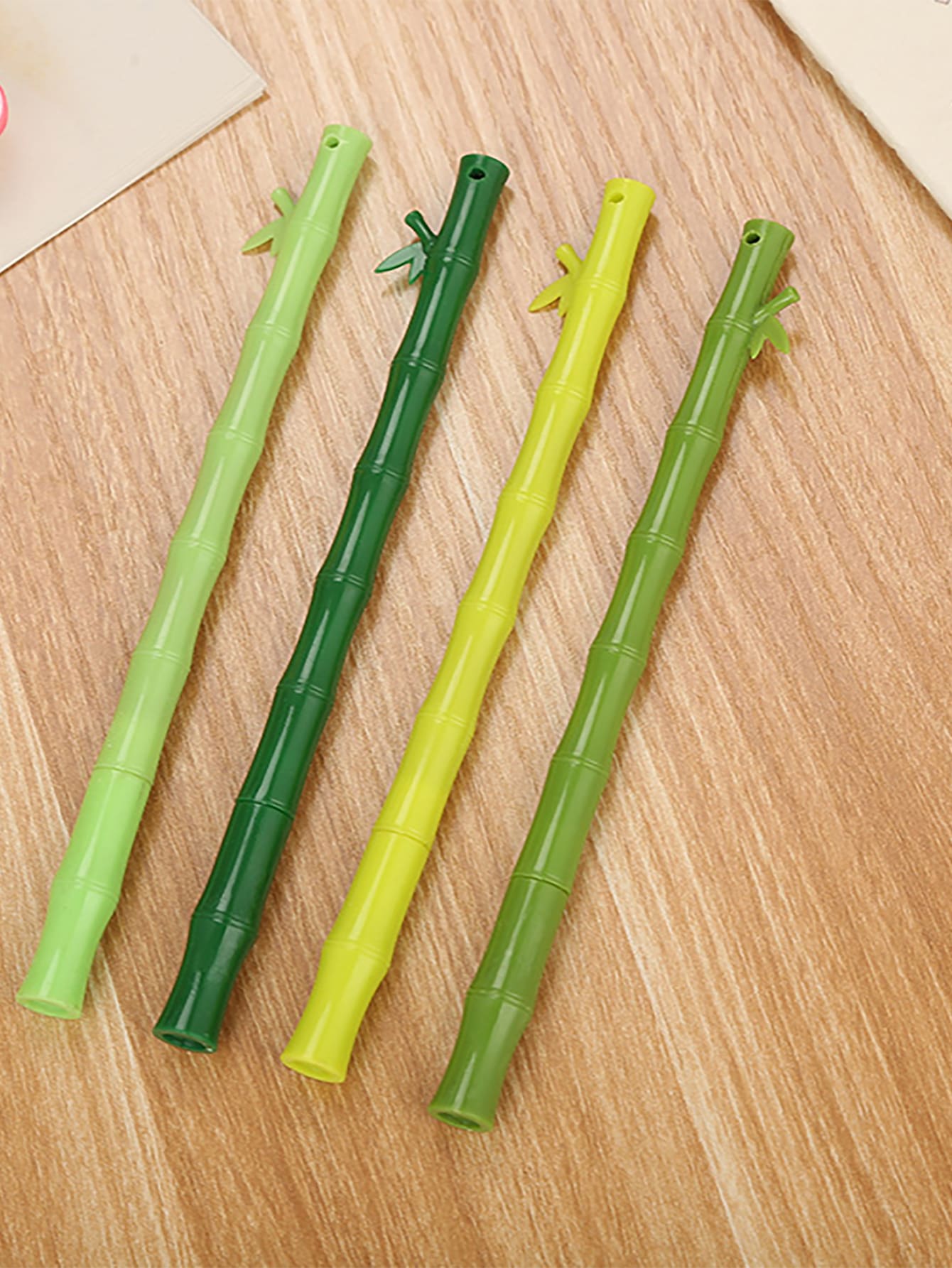 創意竹子中性筆可愛學生淡水筆書桌辦公室用品針抹胸簽字筆黑色0.5mm(1入組)