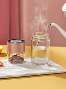 1pc Portable Tea Infuser Glass Mug With Separated Design For Tea Brewing, Business Gift, Car Cup - Pink - View 2