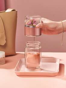 1pc Portable Tea Infuser Glass Mug With Separated Design For Tea Brewing, Business Gift, Car Cup - Pink - View 4