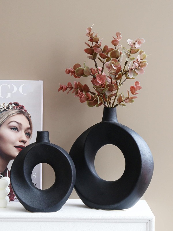 1pc Creative & Minimalist Doughnut Shaped Flower Vase Decorative Ornament,Home Decor,Flower Vase,Centerpiece,Table Decor Room Decor Glass Vase