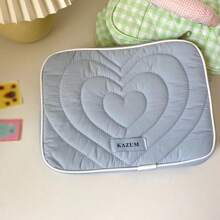 Heart Pattern Polyester Shockproof Laptop Bag Compatible With Macbook/IPad 10-13 Inches - Blue - View 1