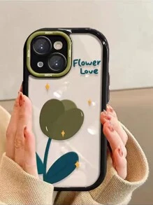 Cream-Shell Black-Green Tulip Phone Case - Multicolor - View 3
