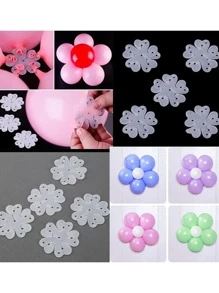 10pcs Decorative Balloon Clips With Flower Shape, Party Wedding Home Decoration,Christmas - White - View 5