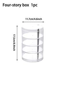 1pc Rotatable Transparent Desktop Storage Box For Jewelry & Hair Accessories, Dustproof, Multilayered - White - View 5