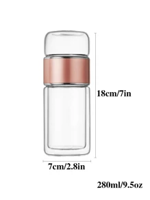 1pc Portable Tea Infuser Glass Mug With Separated Design For Tea Brewing, Business Gift, Car Cup - Pink - View 9