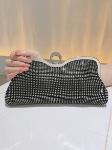 婚禮手拿包新娘手提包中式旗袍款晚宴包配禮服手持錢包 - 黑色 - 查看 6