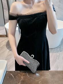 婚禮手拿包新娘手提包中式旗袍款晚宴包配禮服手持錢包 - 黑色 - 查看 8