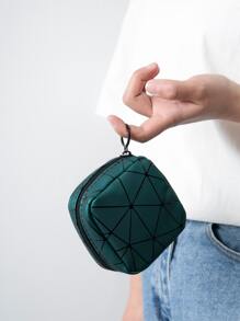 小型化妝包，適合於錢包，便於旅行的迷你便攜式化妝袋，綠色化妝包儲物化妝品組織器化妝箱 - 墨綠色 - 查看 5