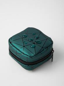 小型化妝包，適合於錢包，便於旅行的迷你便攜式化妝袋，綠色化妝包儲物化妝品組織器化妝箱 - 墨綠色 - 查看 3