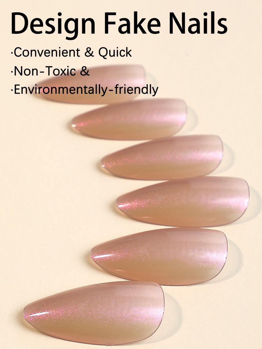 24pcs/set Extra Long Almond Shaped Gradient French Style Electroplated