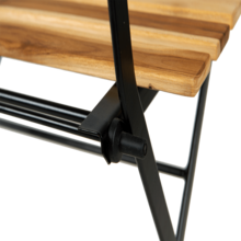 Solid Teak Wood Bistro Set Folding Table And Chair Set Power Coating Frame Patio Set With Waterproof Navy Cushion - Màu Khaki - Xem 9