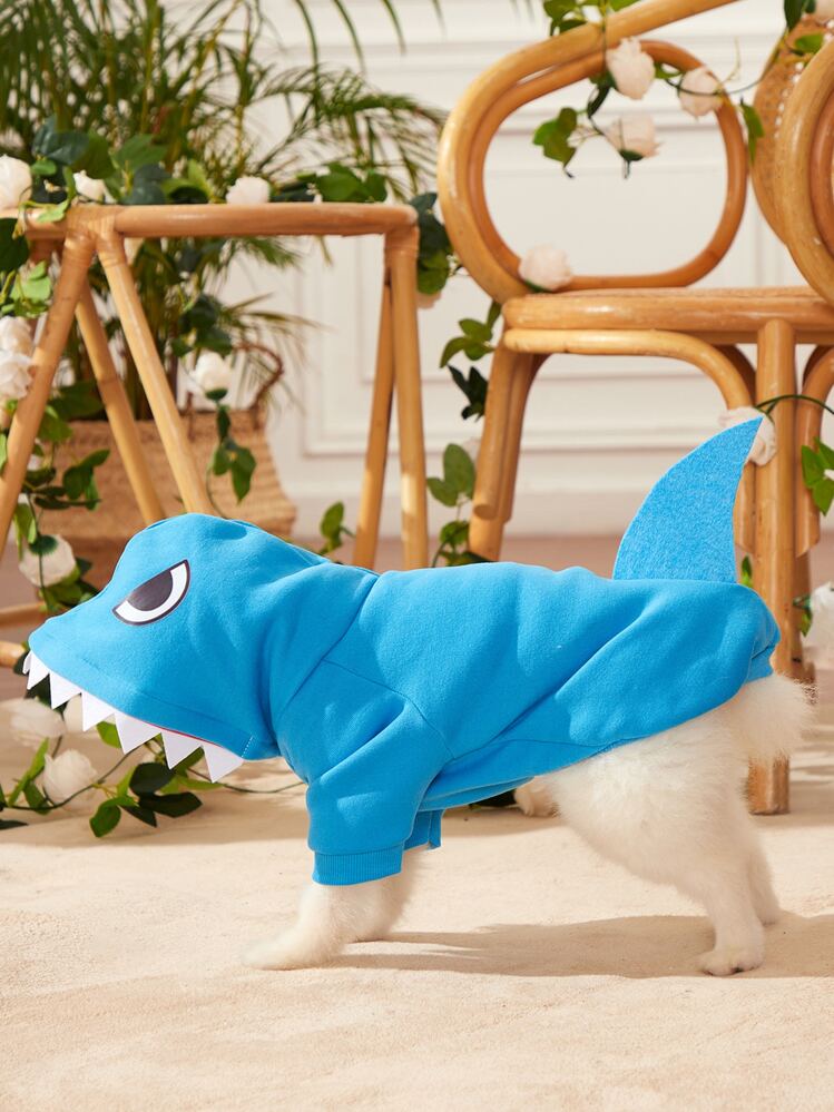 PETSIN 1pc Pet Cosplay Shark Hoodie - Blue - View 6