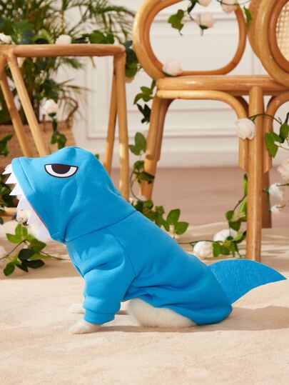 PETSIN 1 peça de moletom com capuz de tubarão para cosplay de animais de estimação – moletom fofo para uso diário para cães e gatos, perfeito para outono e inverno, macio e quente, ótimo para caminhadas, uso interno, festas de fim de ano e sessões de fotos