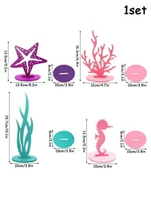 1 Conjunto Algas Marinhas , Cavalo-Marinho , Estrela Do Mar , Coral & Feltro Ornamento Decoração - Multicolorido - Ver 2