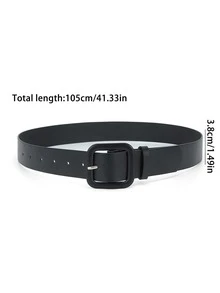 1 件时尚简约方形扣腰带，可搭配衣服和裤子 - 黑色 - 查看 3