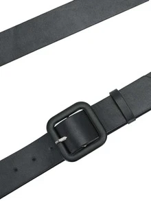 1 件时尚简约方形扣腰带，可搭配衣服和裤子 - 黑色 - 查看 6