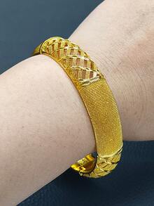 1個豪華合金手鏈,迪拜風格,不易褪色,適用於尼日利亞人或婚禮,沙金色 - 金黃色 - 查看 2